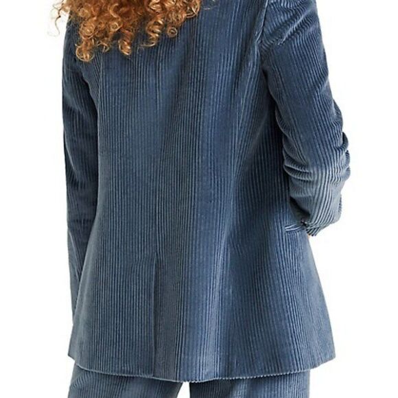 MANGO blue Pan Structured Corduroy Blazer size 6 - Picture 2 of 9